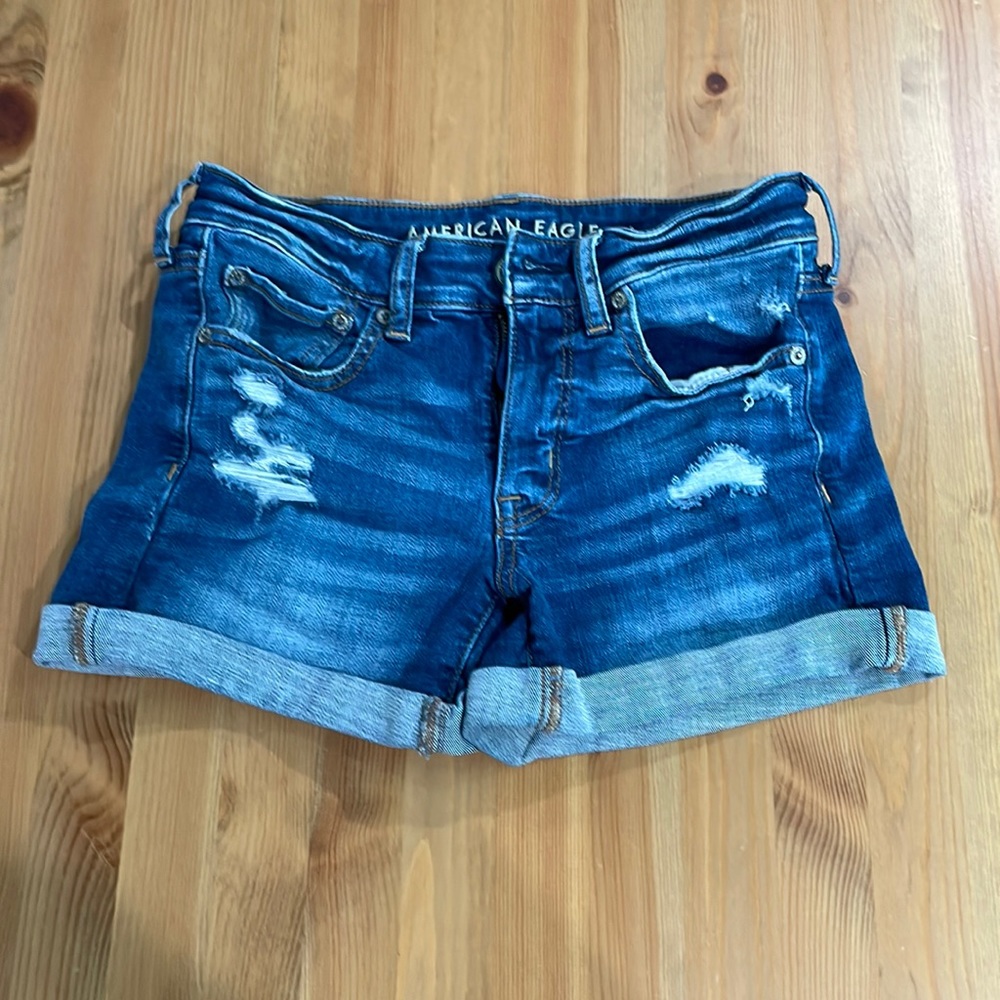 American Eagle Midi Ripped Jean Super Stretch Shorts